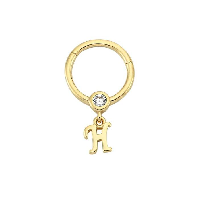 Taşlı H Harfi Sallantılı Helix Piercing - 1