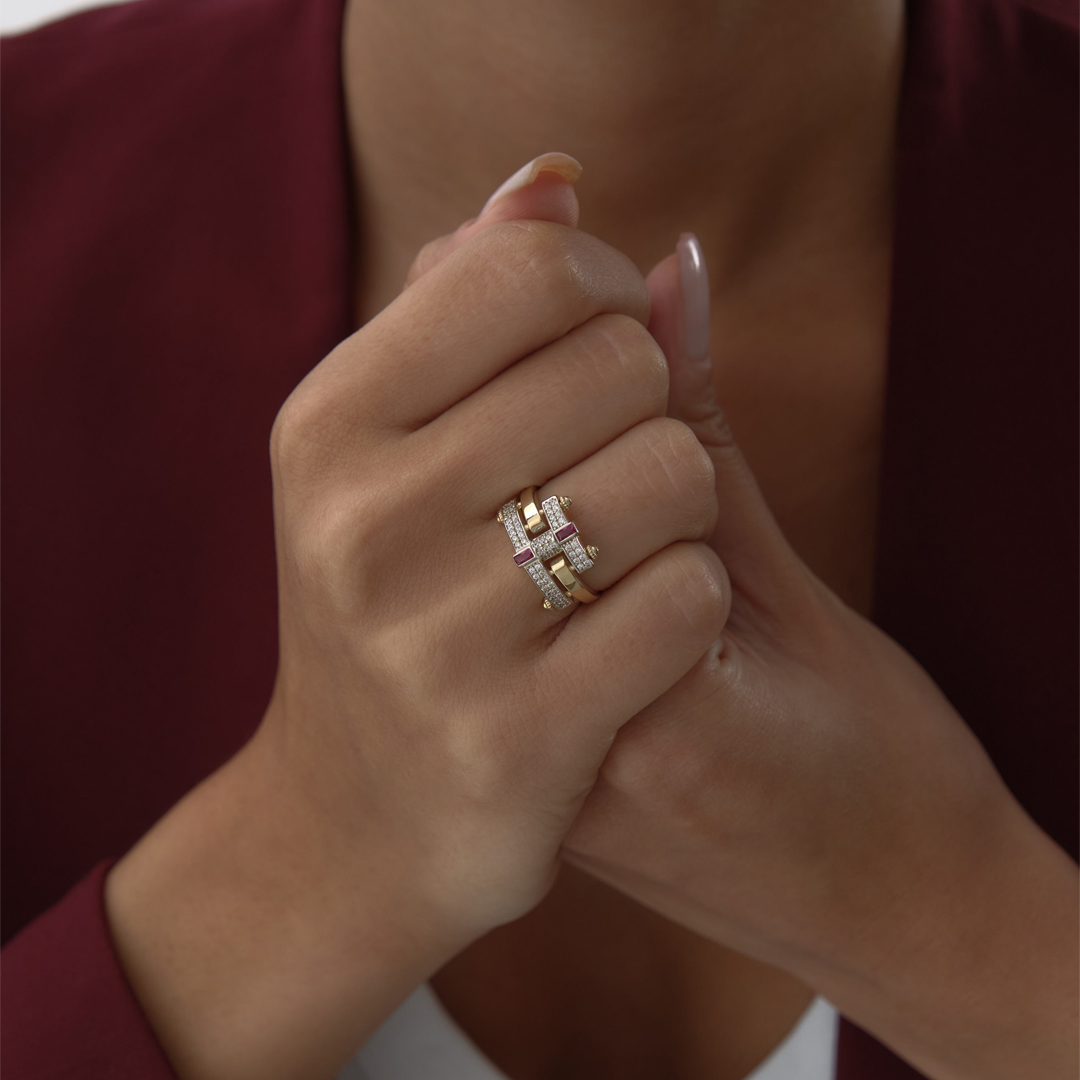 Taşlı H-Line Yüzük - 2