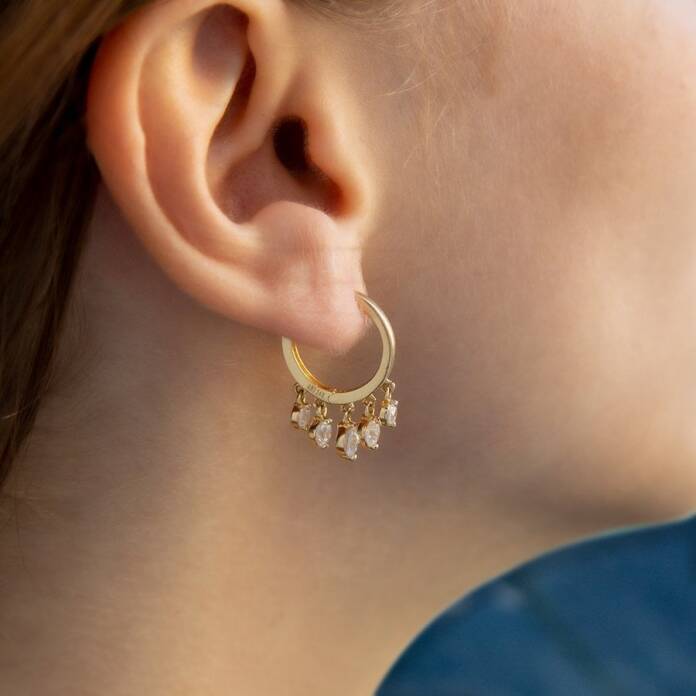 Taşlı Halka Küpe - 1