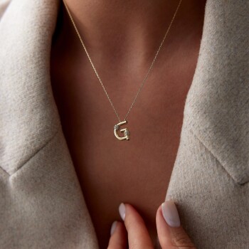 Taşlı Harf Kolye - Alen