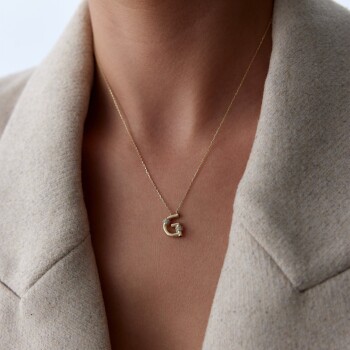 Taşlı Harf Kolye - Alen (1)