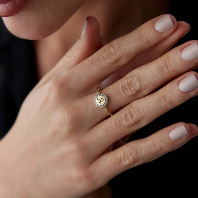 Taşlı Harf Plaka Yüzük - 1