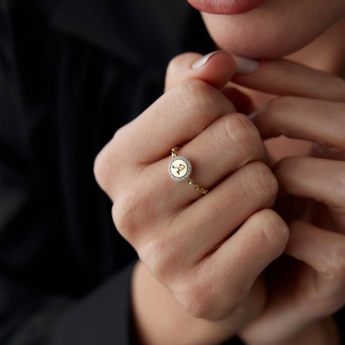 Taşlı Harf Plaka Yüzük - 2