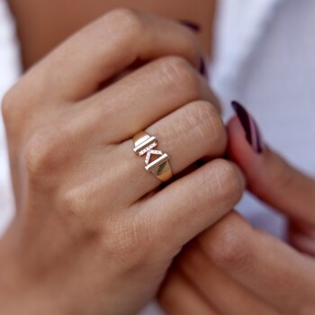 Taşlı Harf Yüzük - Cemart