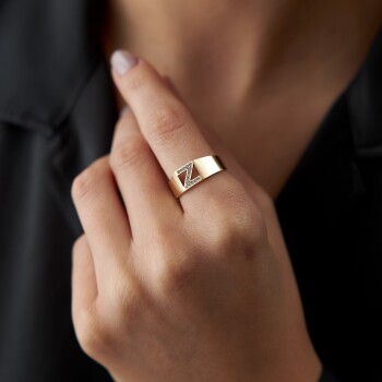 Taşlı Harf Yüzük - Mazi (1)