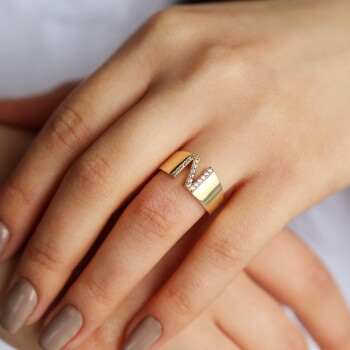 Taşlı Harf Yüzük - Cemart