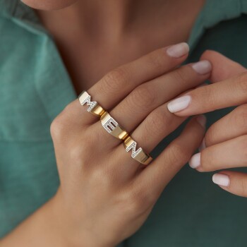 Taşlı Harf Yüzük - Mazi