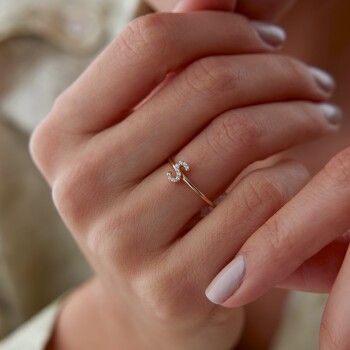 Taşlı Harf Yüzük - Rayna