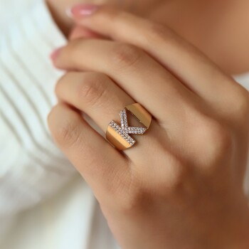 Taşlı Harf Yüzük - Koçak