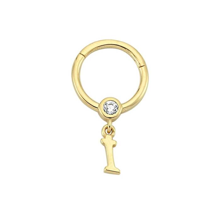 Taşlı İ Harfi Sallantılı Helix Piercing - 1