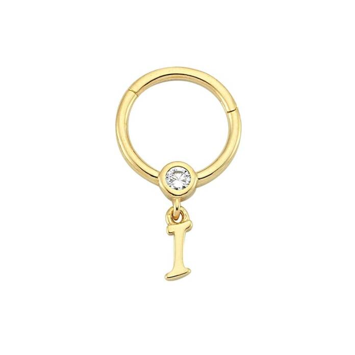 Taşlı I Harfi Sallantılı Helix Piercing - 1