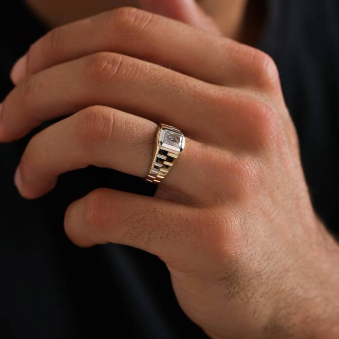 Taşlı İki Renkli Şövalye Erkek Yüzük - 3