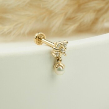 Taşlı İnci Sallantılı Minimal Tragus Piercing - 3
