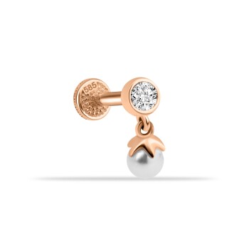 Taşlı İnci Sallantılı Minimal Tragus Piercing - Dianora