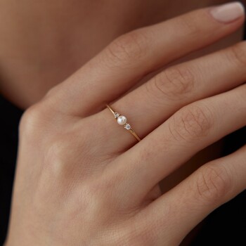 Taşlı İnci Yüzük - Ador