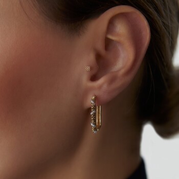 Taşlı İşlemeli Ataç Küpe - Arax