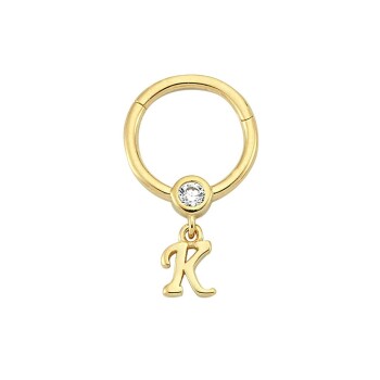 Taşlı K Harfi Sallantılı Helix Piercing - Dianora