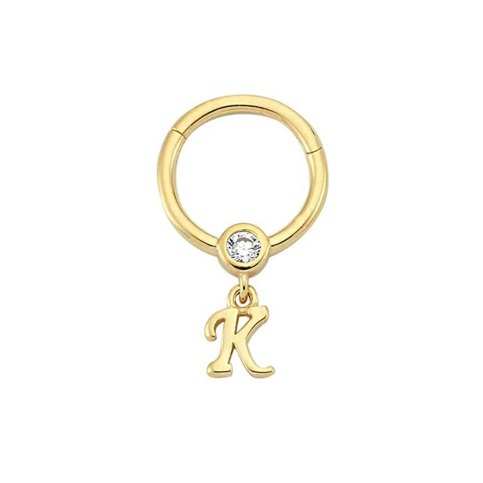 Taşlı K Harfi Sallantılı Helix Piercing - 1