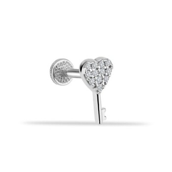 Taşlı Kalbin Anahtarı Minimal Tragus Piercing - 2