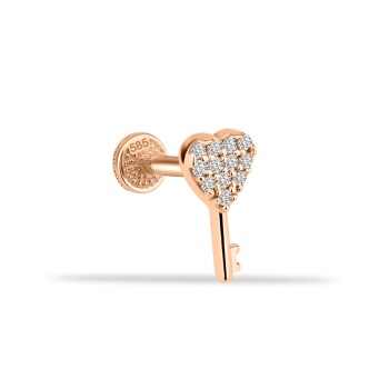 Taşlı Kalbin Anahtarı Minimal Tragus Piercing - Dianora