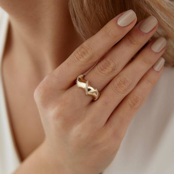 Taşlı Kalın Vida Yüzük - 2