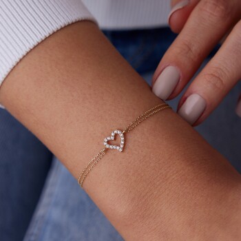 Taşlı Kalp Bileklik - Rayna