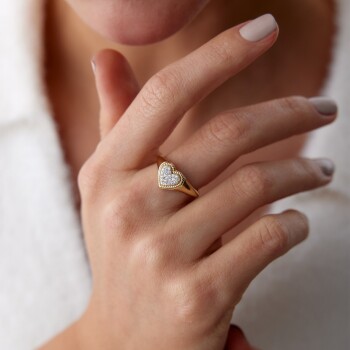 Taşlı Kalp Bold Yüzük - Rayna