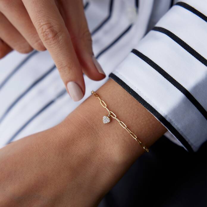 Taşlı Kalp Charm Bileklik - 1