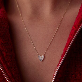 Taşlı Kalp Figür Kolye - Rayna