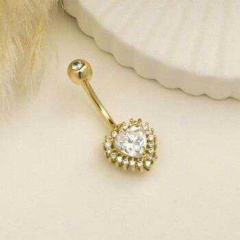Taşlı Kalp Gösterişli Göbek Piercing - Dianora (1)