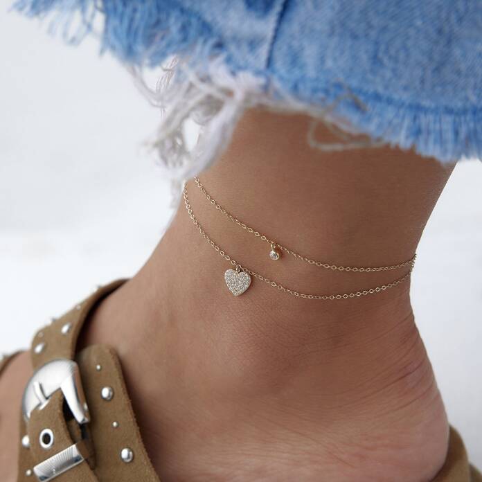 Taşlı Kalp Halhal - 2