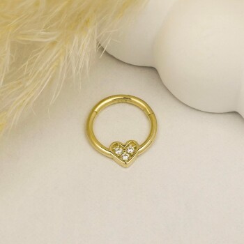 Taşlı Kalp Motifli Helix Piercing - Dianora (1)