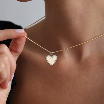 Taşlı Kalp Plaka Kolye - Koçak (1)