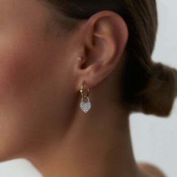 Taşlı Kalp Sallantılı Küpe - Garo