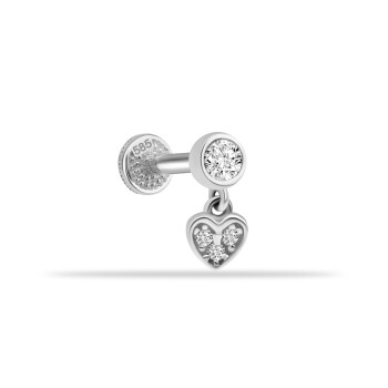 Taşlı Kalp Sallantılı Minimal Tragus Piercing - Dianora (1)