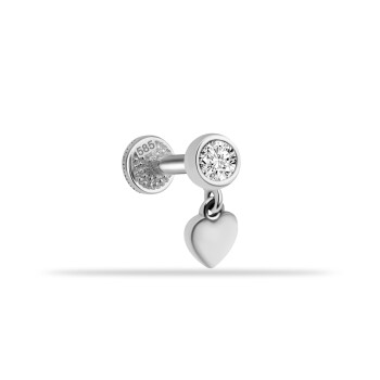 Taşlı Kalp Sallantılı Minimal Tragus Piercing - Dianora (1)