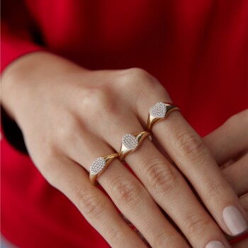 Taşlı Kalp Şovalye Yüzük - Nüans (1)