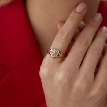 Taşlı Kalp Şovalye Yüzük - Gökhan Bera