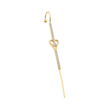 Taşlı Kalpli Hook Baston Küpe - Dianora