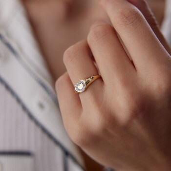 Taşlı Kalpli Şovalye Yüzük - Alen (1)