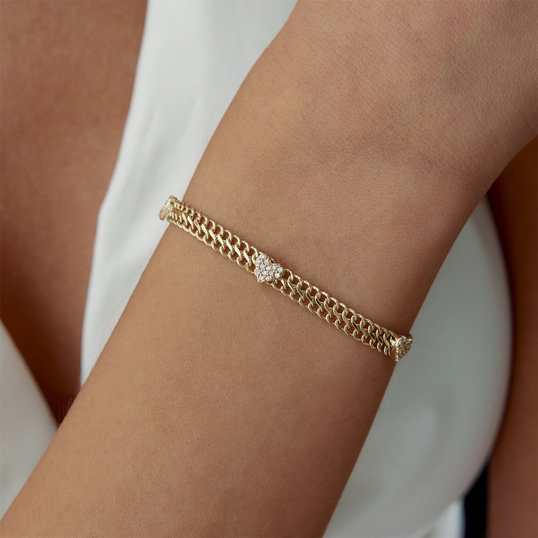 Taşlı Kalpli Viyana Bileklik - 2