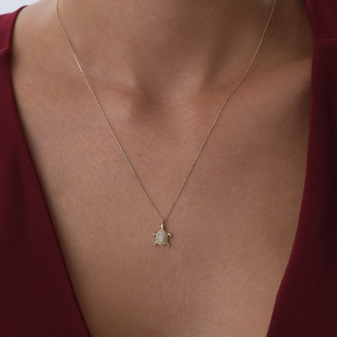 Taşlı Kaplumbağa Kolye - 1