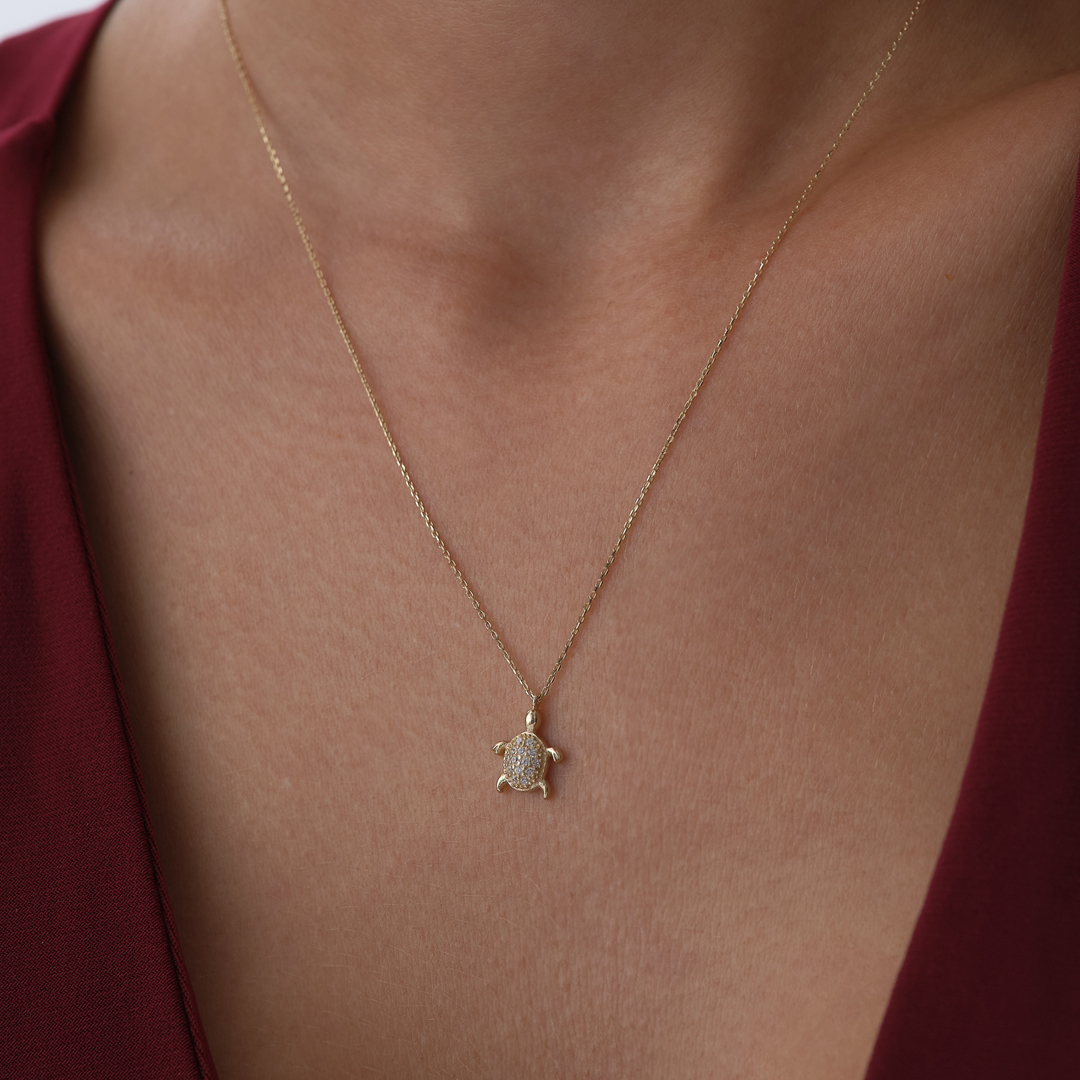 Taşlı Kaplumbağa Kolye - 2