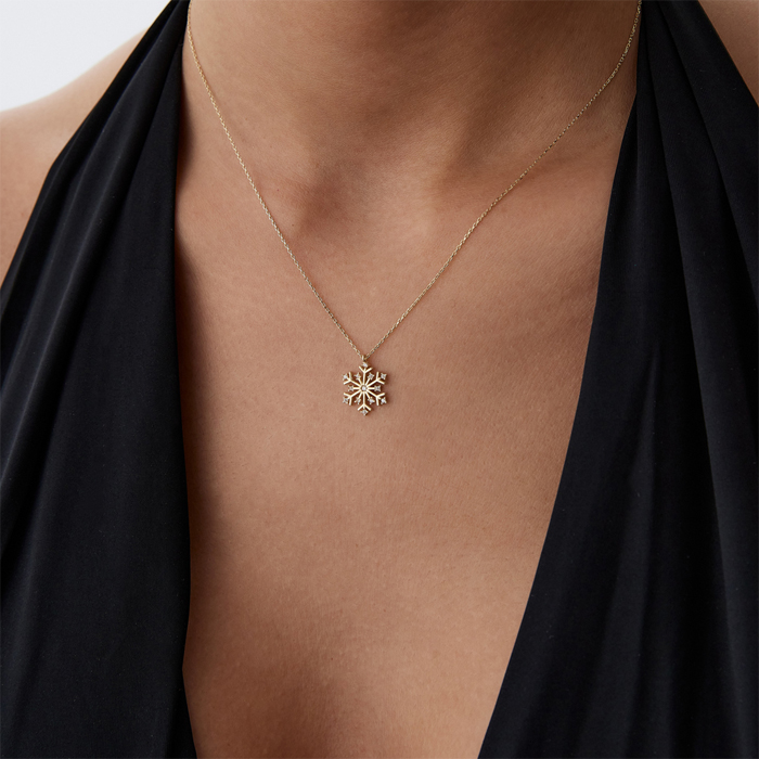 Taşlı Kar Tanesi Kolye - Özçelik