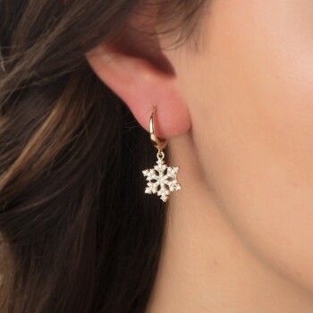 Taşlı Kar Tanesi Sallantılı Küpe - CNR