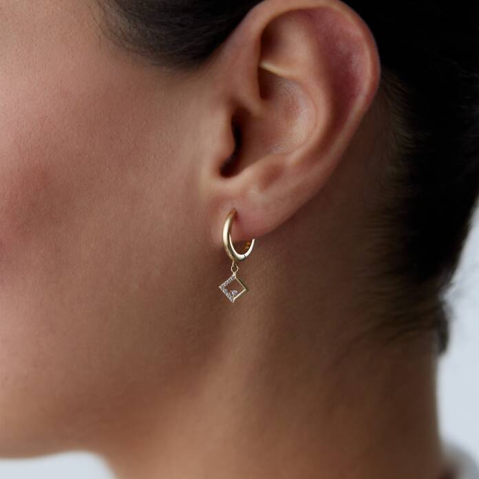 Taşlı Kare Küpe - 1