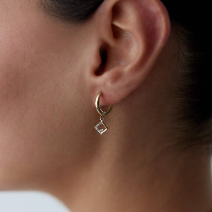 Taşlı Kare Küpe - 2