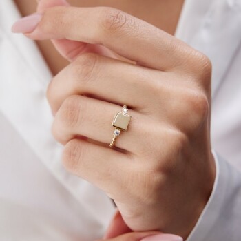 Taşlı Kare Yüzük - Alen