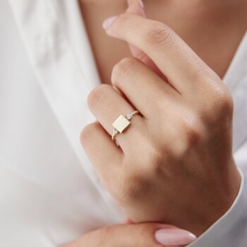 Taşlı Kare Yüzük - Alen (1)