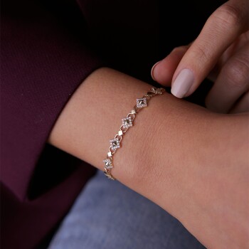 Taşlı Karo Köşeli Ataç Bileklik - RİTİM